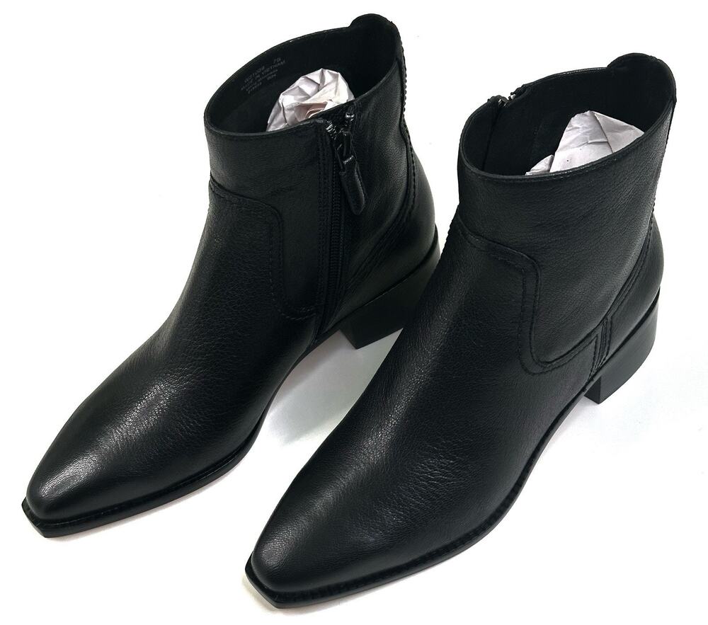 COLE HAAN Naia Black Leather Ankle Boot Bootie Womens Size 7B Side Zip New $200